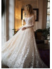 Ivory Lace Tulle Low Back Wedding Dress